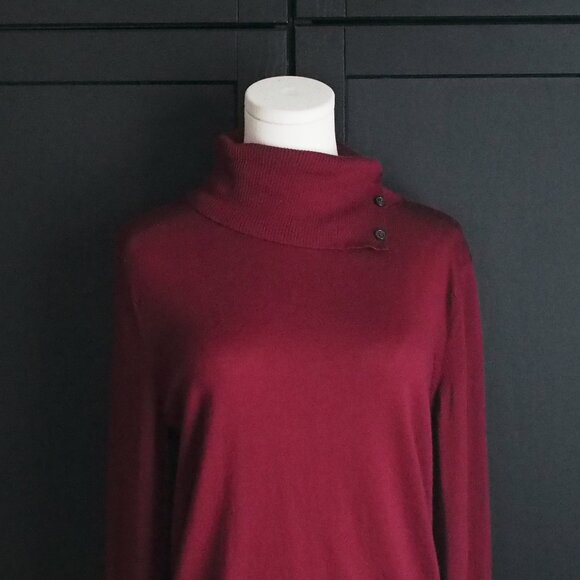 Banana Republic | Burgundy Merino Wool Turtleneck Sweater - Picture 3 of 5